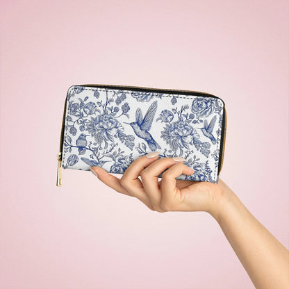  Leather Clutch Purse With Wristlet Strap Handle Hummingbird Serenity