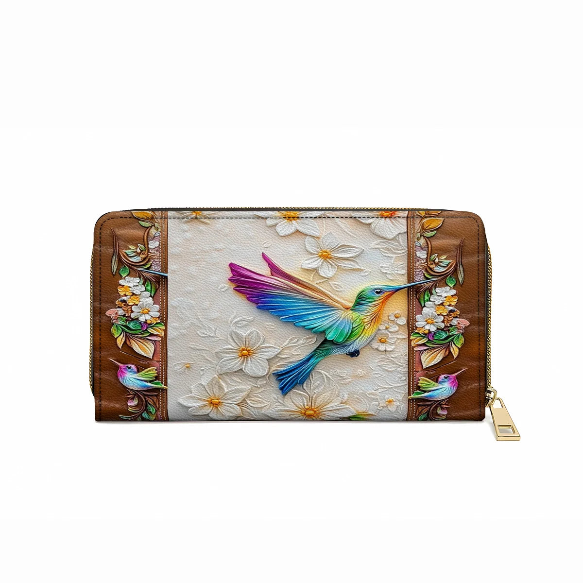  Leather Clutch Purse With Wristlet Strap Handle Fluttering Blooms