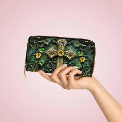  Leather Clutch Purse With Wristlet Strap Handle Celtic Grace