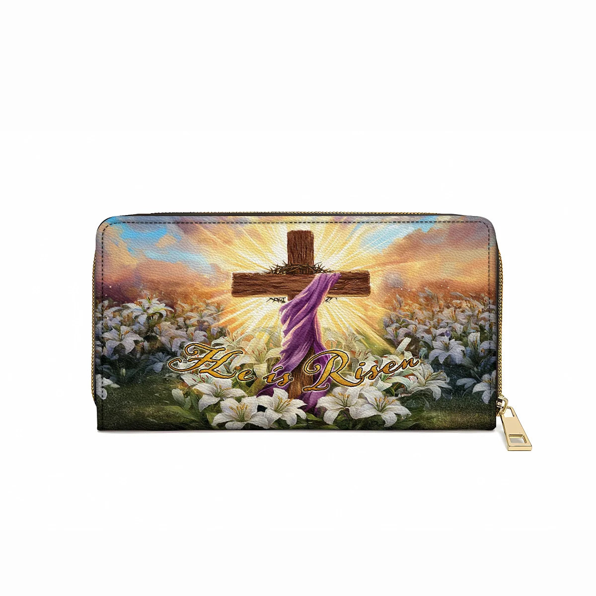  Leather Clutch Purse With Wristlet Strap Handle Easter Glory