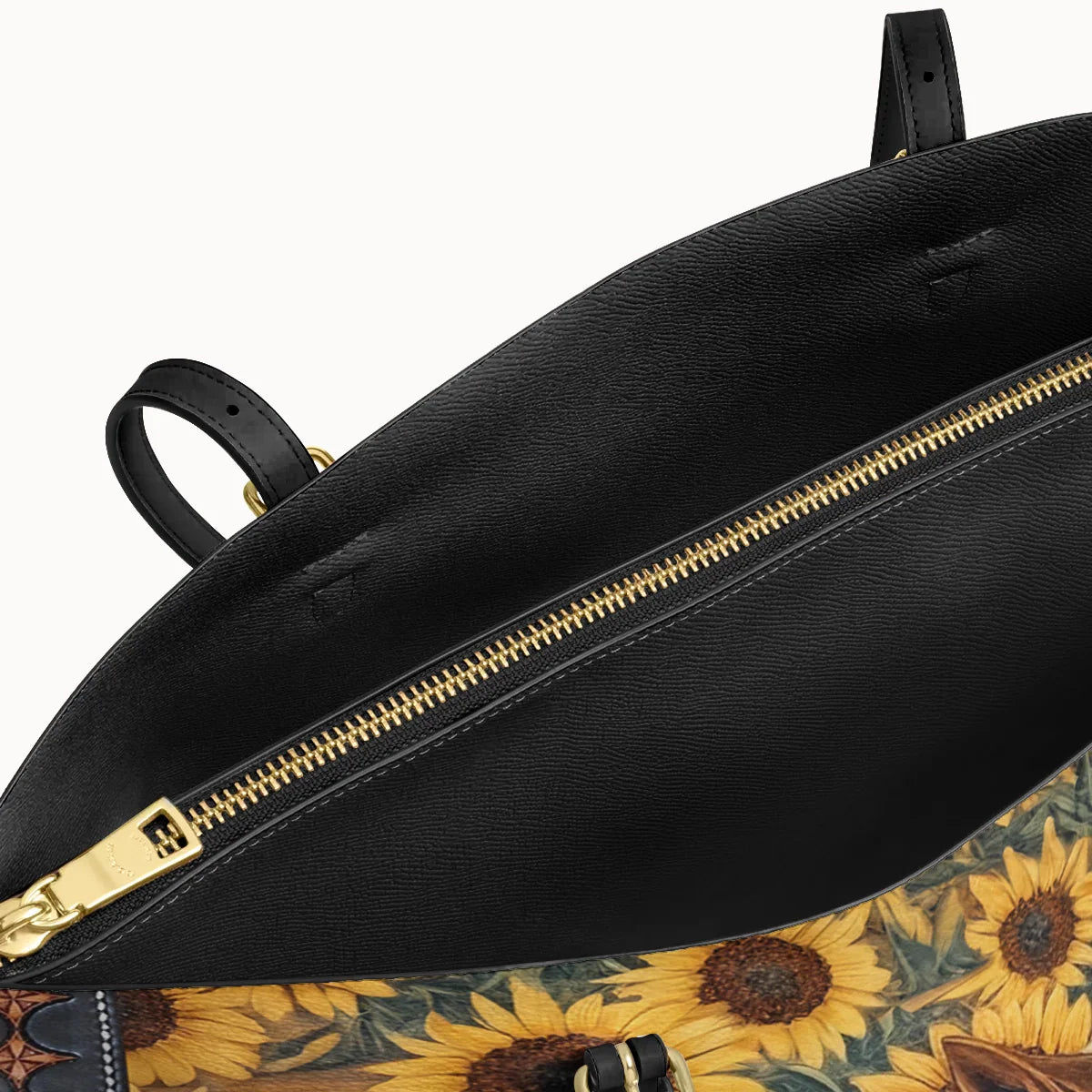  Golden Horse & Sun Leather Tote Bag