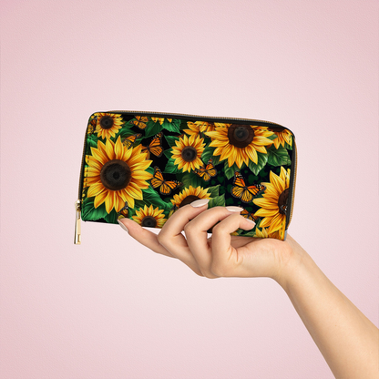  Leather Clutch Purse With Wristlet Strap Handle Sunflower Mama