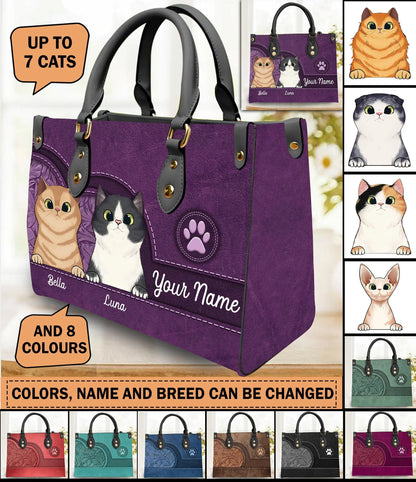  Leather Bag Cat Personalized Gift for Cat Lovers, Cat Mom, Cat Dad