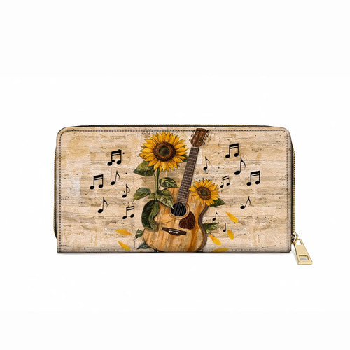  Leather Clutch Purse With Wristlet Strap Handle Sunflower Melody