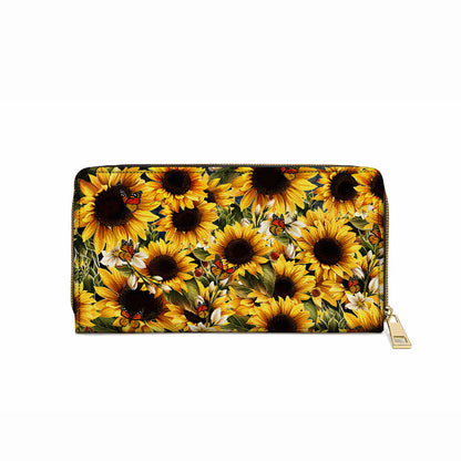  Leather Clutch Purse With Wristlet Strap Handle Gorgeous Sunflower