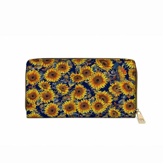  Leather Clutch Purse With Wristlet Strap Handle Sunflower Gorgeous Flower