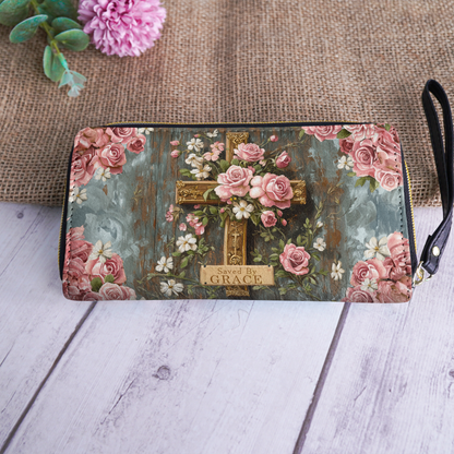  Leather Clutch Purse With Wristlet Strap Handle Saved The Grace