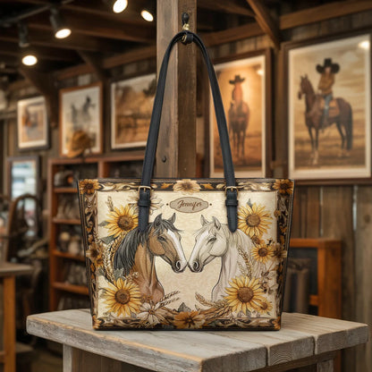  Golden Horse Harmony Leather Tote Bag