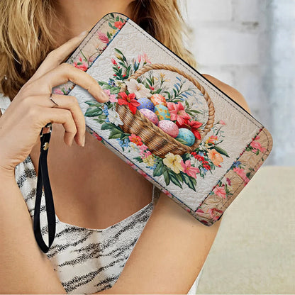  Leather Clutch Purse With Wristlet Strap Handle Easter Basket Bliss