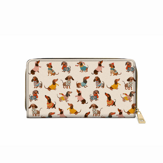 Leather Clutch Purse With Wristlet Strap Handle Dachshund Fashion Wiener