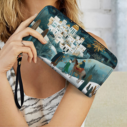  Leather Clutch Purse With Wristlet Strap Handle Journey of the Wise