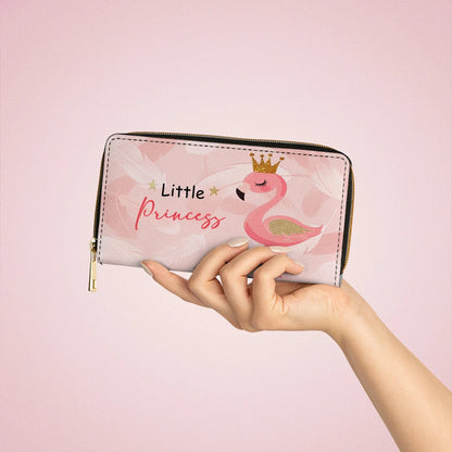  Leather Clutch Purse With Wristlet Strap Handle Little Princess Flamingo