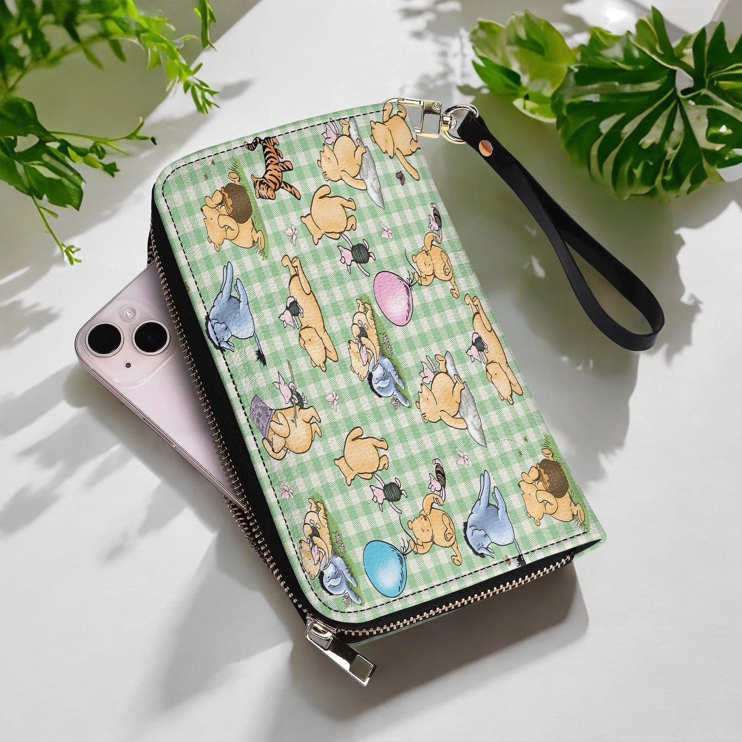  Leather Clutch Purse With Wristlet Strap Handle Whispers of the Hundred Acre