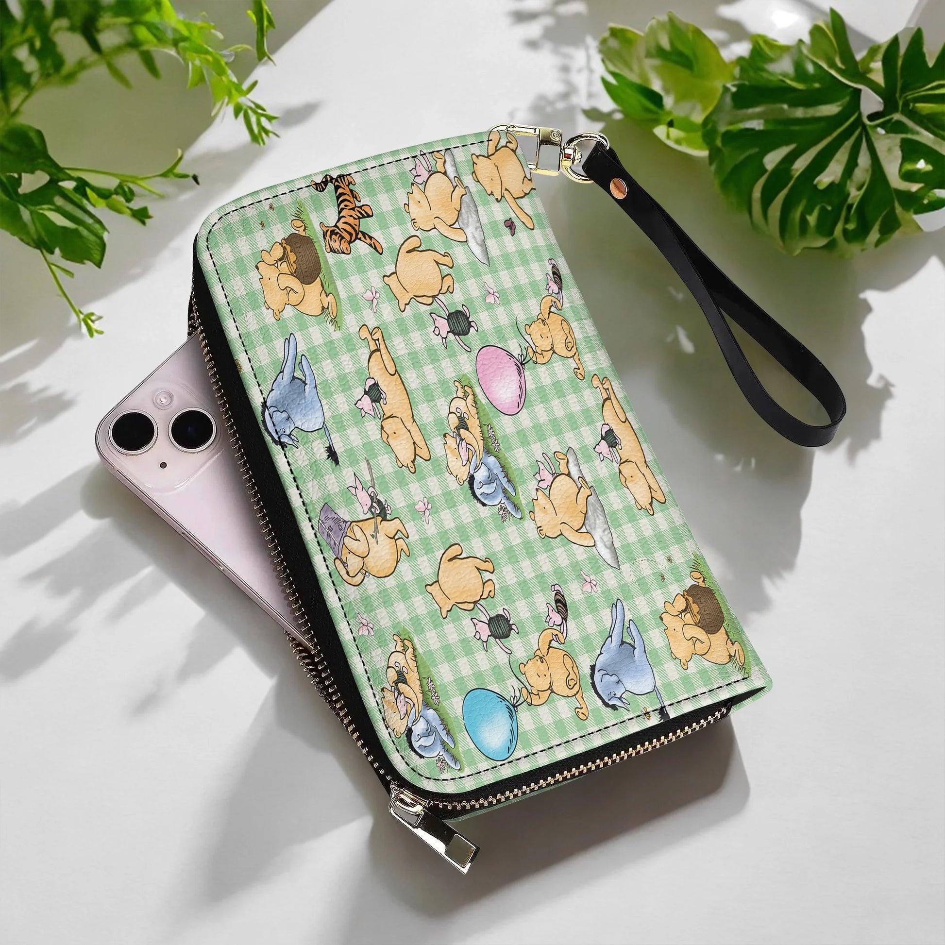  Leather Clutch Purse With Wristlet Strap Handle Whispers of the Hundred Acre