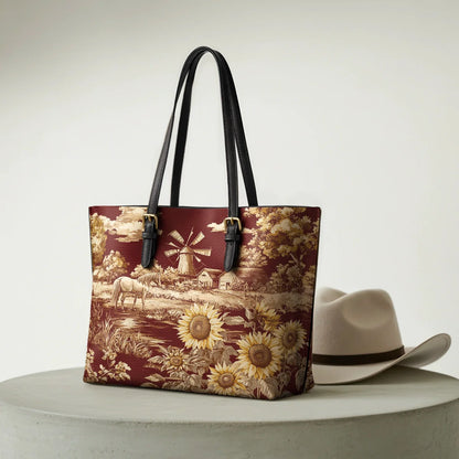  Rustic Bloom Leather Tote Bag