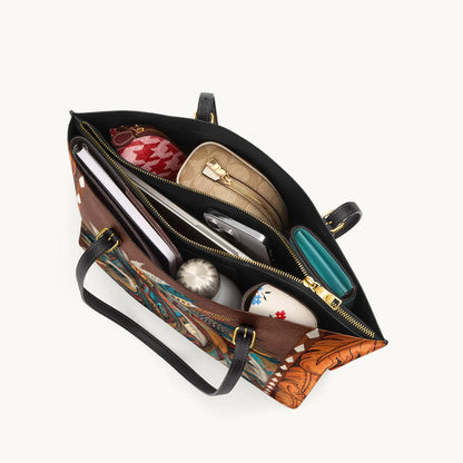  Tribal Horse Majesty Leather Tote Bag