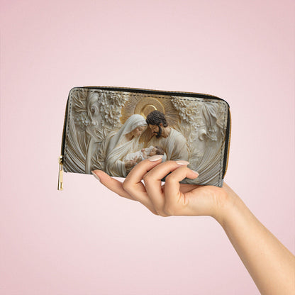  Leather Clutch Purse With Wristlet Strap Handle Holy Family