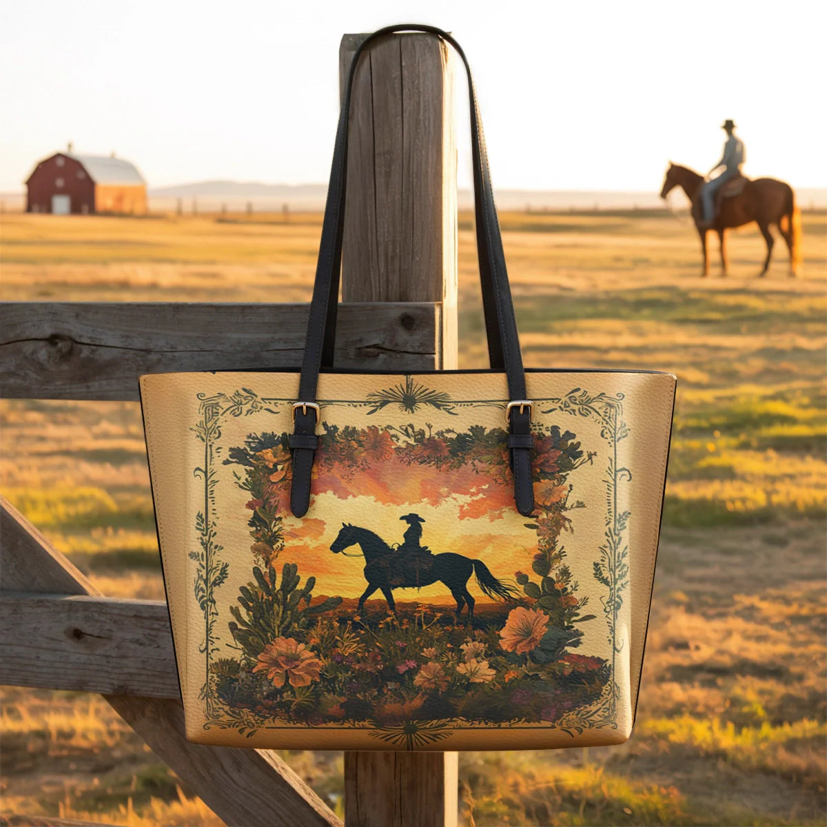  Desert Bloom Ride Leather Tote Bag