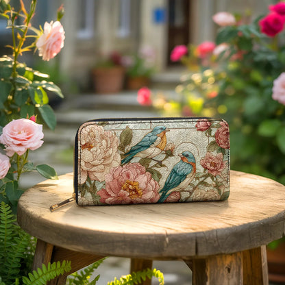  Leather Clutch Purse With Wristlet Strap Handle Still Morning