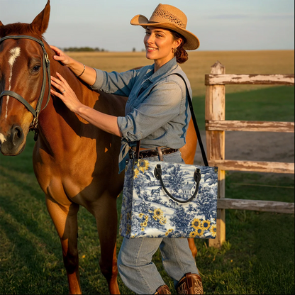  Toile Sunflower Prairie Leather Bag