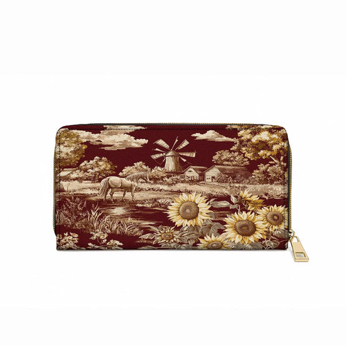  Leather Clutch Purse Texas Sunflower - Heart of the Lone Star Fields