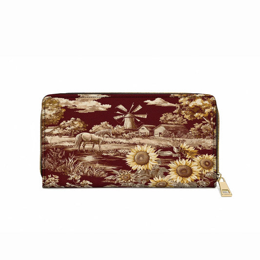 Leather Clutch Purse Texas Sunflower - Heart of the Lone Star Fields
