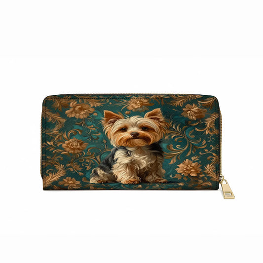  Leather Clutch Purse With Wristlet Strap Handle Regal Yorkie Elegance