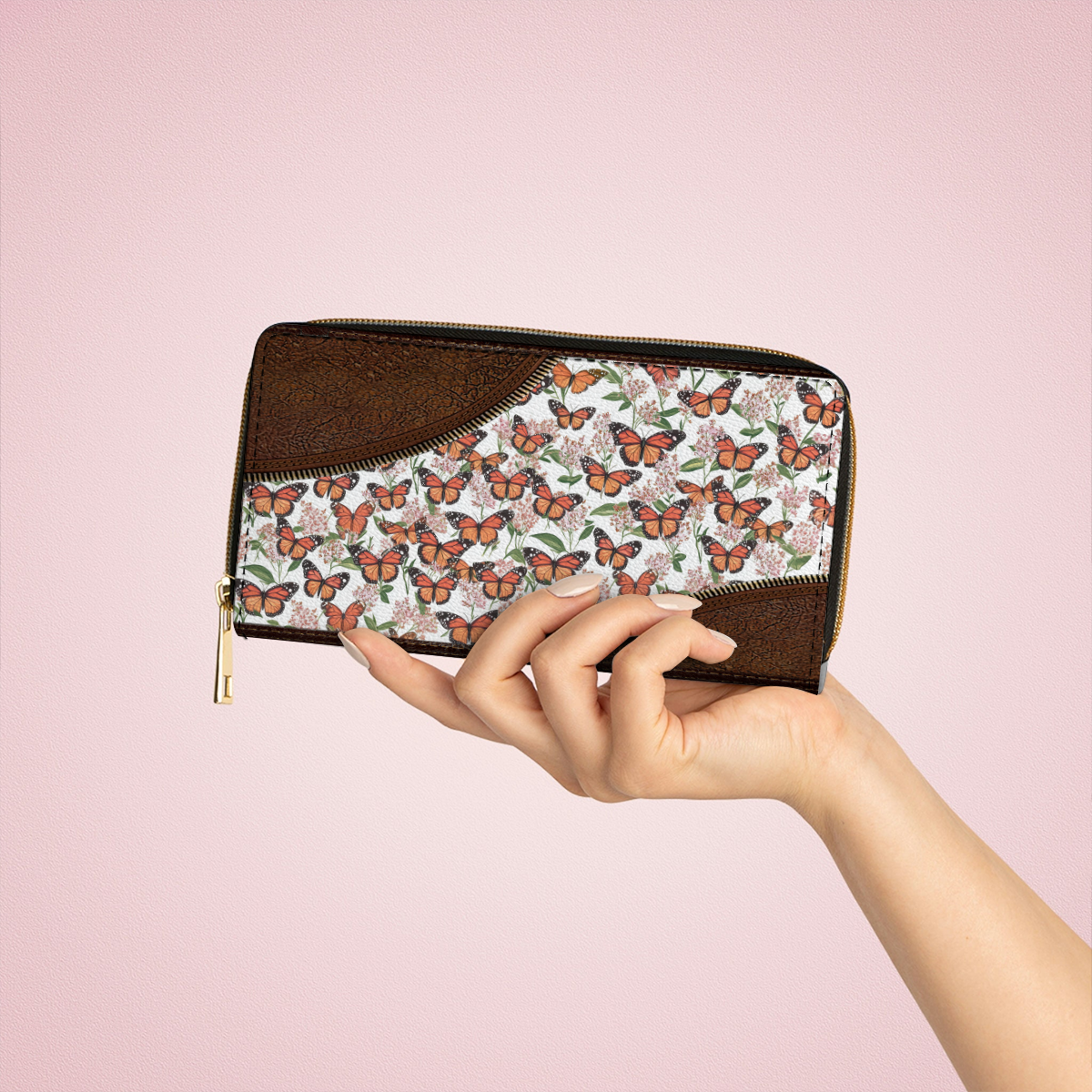  Leather Clutch Purse With Wristlet Strap Handle Monarch Elegance
