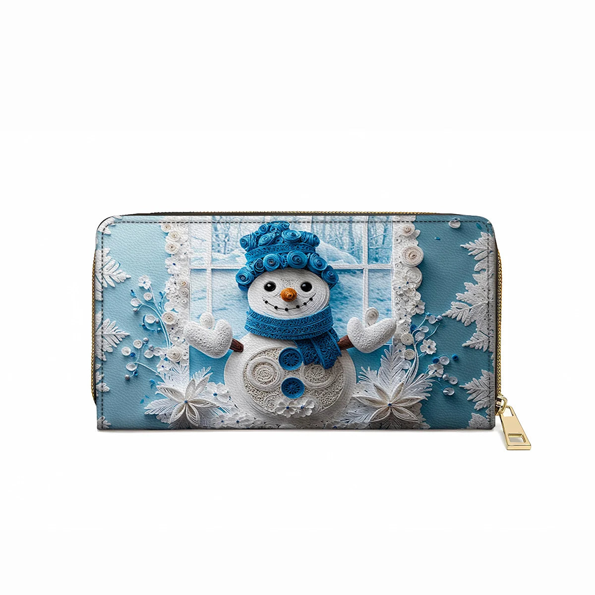  Leather Clutch Purse With Wristlet Strap Handle Winter Wonder
