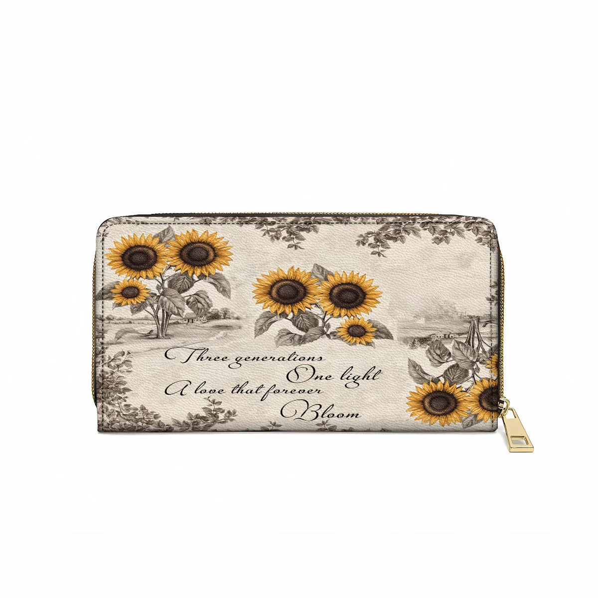  Leather Clutch Purse With Wristlet Strap Handle Generations of Sunshine