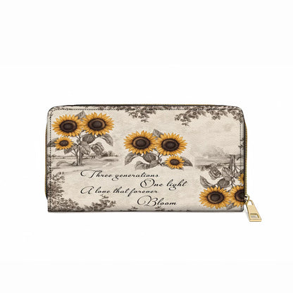  Leather Clutch Purse With Wristlet Strap Handle Generations of Sunshine