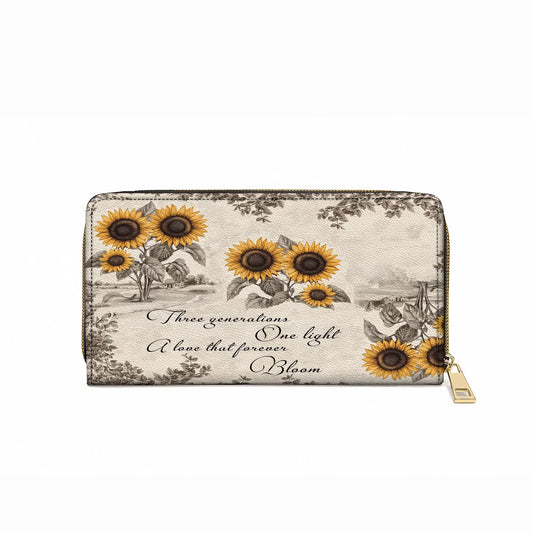  Leather Clutch Purse With Wristlet Strap Handle Generations of Sunshine