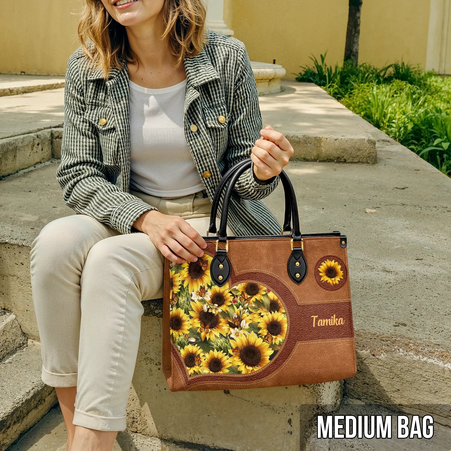 Leather Bag Personalized Lovely Sunflower