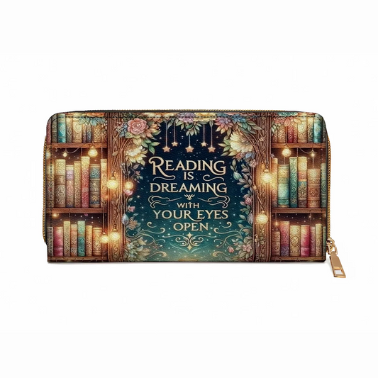  Leather Clutch Purse With Wristlet Strap Handle Midnight Reader