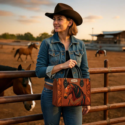  Personalized Regal Horse Bloom Leather Bag