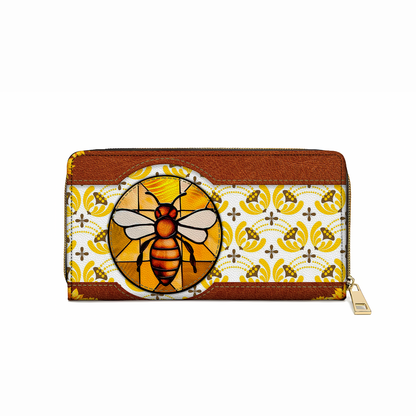  Leather Clutch Purse With Wristlet Strap Handle Bee Sunshine