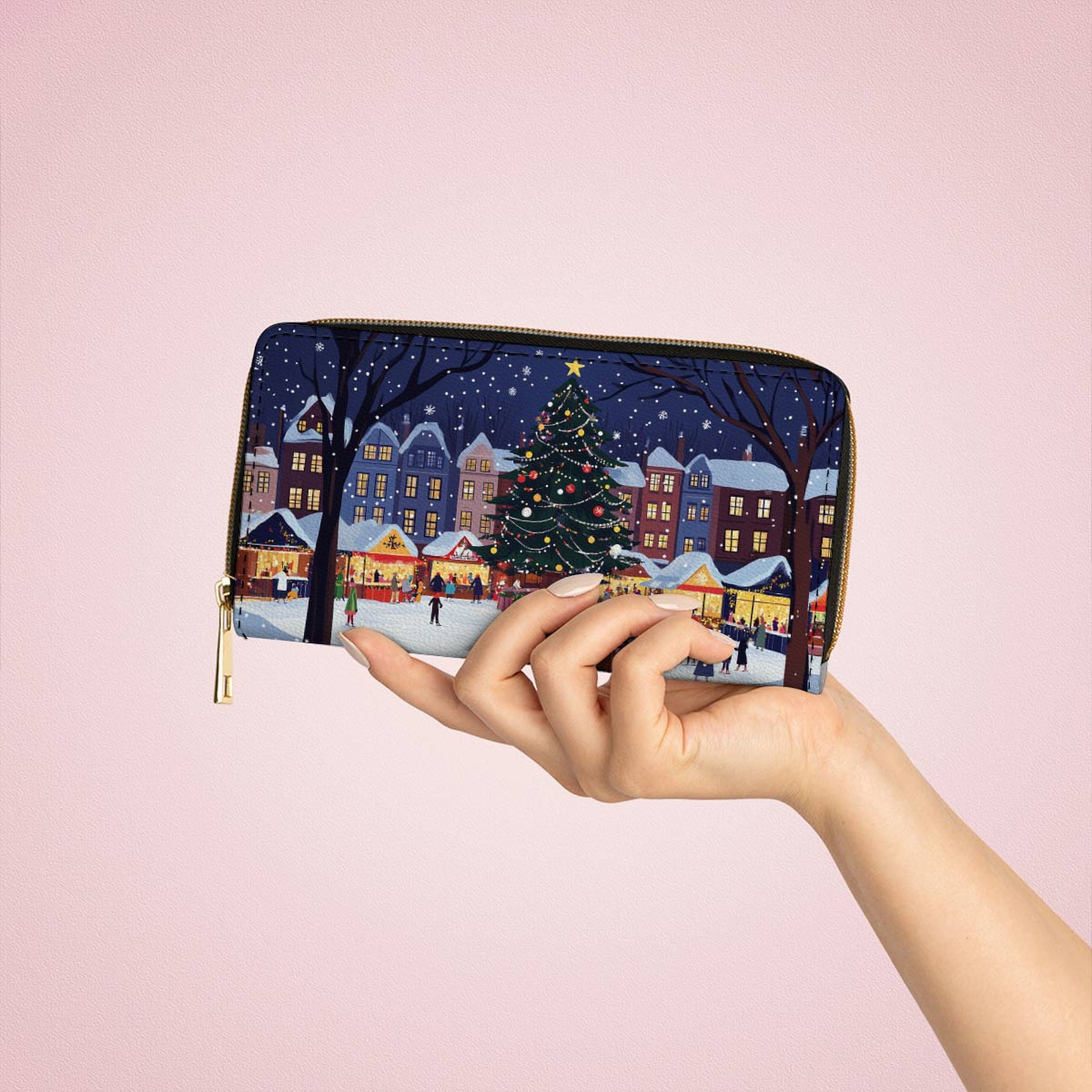  Leather Clutch Purse With Wristlet Strap Handle Christmas Market