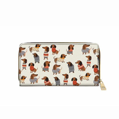  Leather Clutch Purse With Wristlet Strap Handle Dachshund Cute