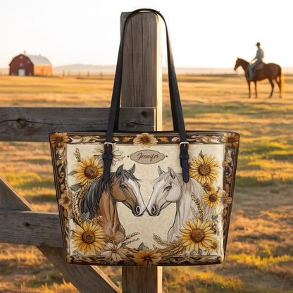  Golden Horse Harmony Leather Tote Bag