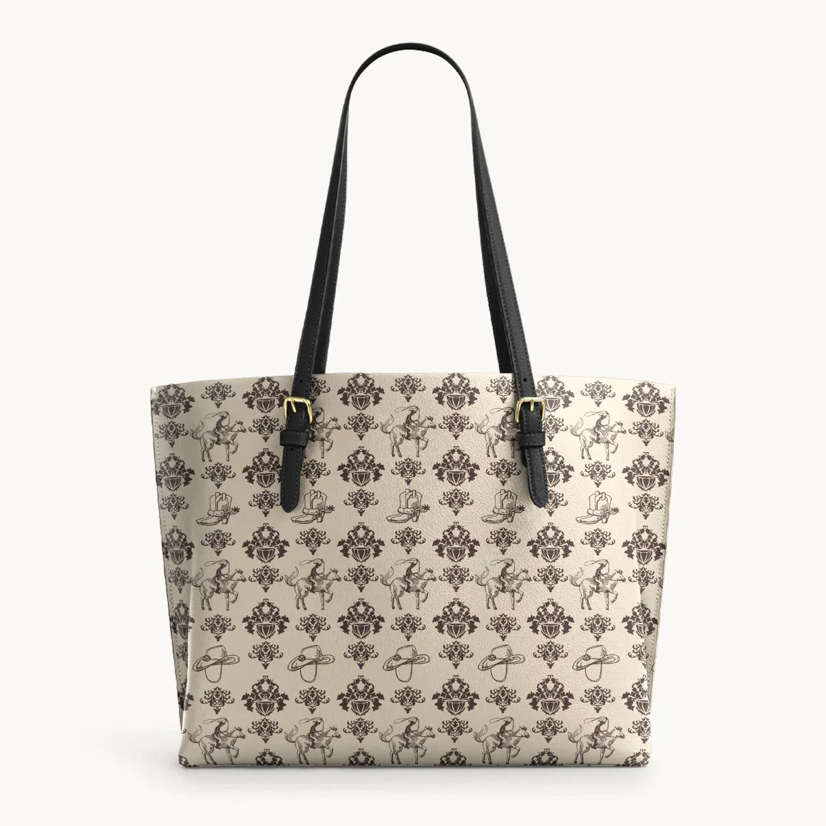  Cowboy Toile Leather Tote Bag