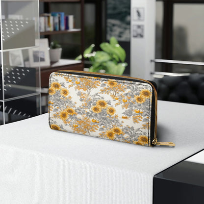  Leather Clutch Purse With Wristlet Strap Handle Georgia Sunshine Sunflower