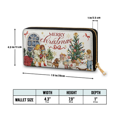  Leather Clutch Purse With Wristlet Strap Handle Holiday Nostalgia