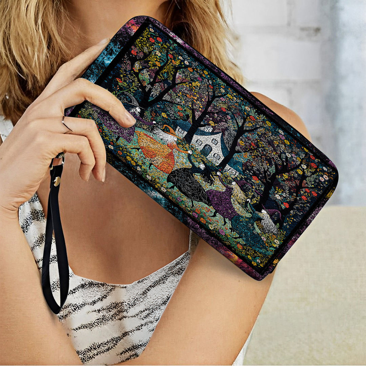  Leather Clutch Purse With Wristlet Strap Handle Beautiful Witchy Woman
