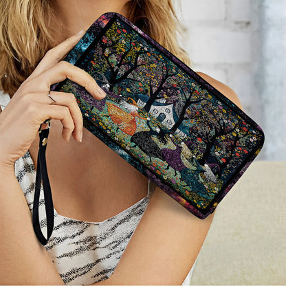  Leather Clutch Purse With Wristlet Strap Handle Beautiful Witchy Woman