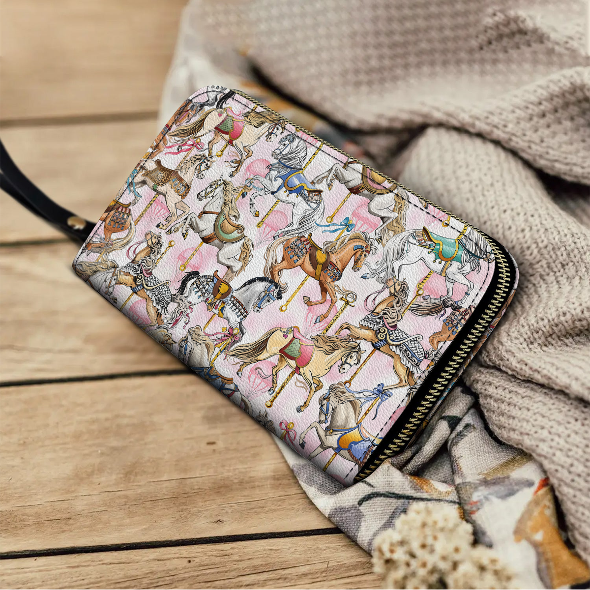  Leather Clutch Purse With Wristlet Strap Handle Carousel Elegance