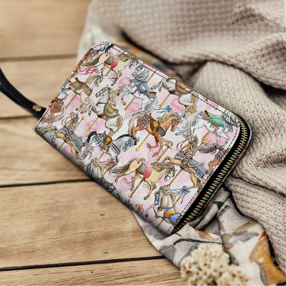  Leather Clutch Purse With Wristlet Strap Handle Carousel Elegance