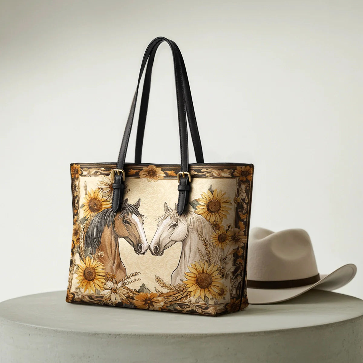  Golden Horse Harmony Leather Tote Bag