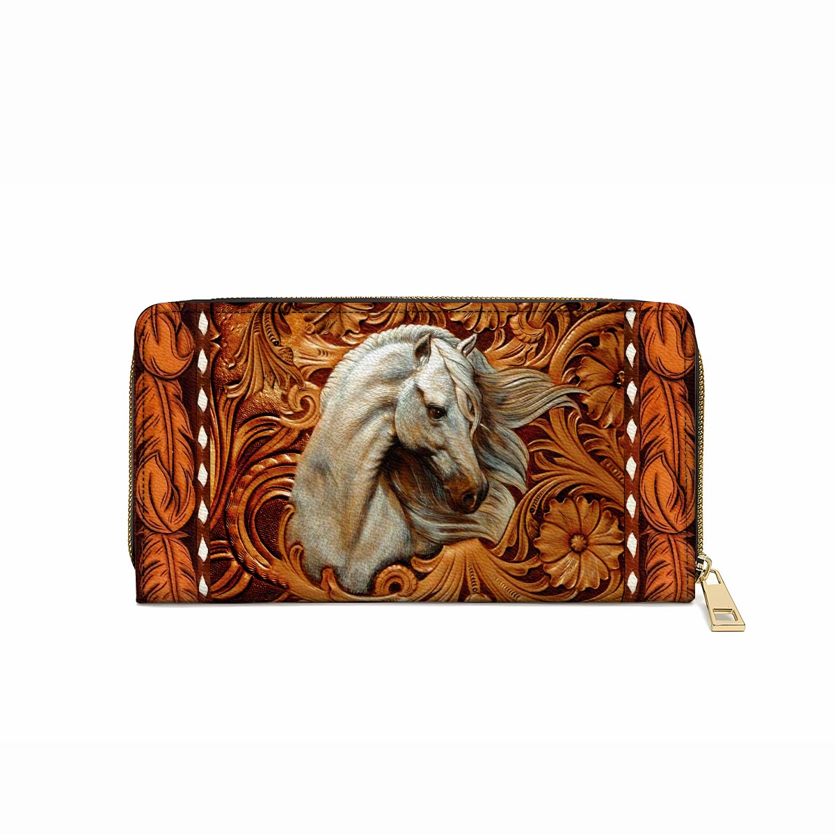  Leather Clutch Purse With Wristlet Strap Handle Majestic Stallion