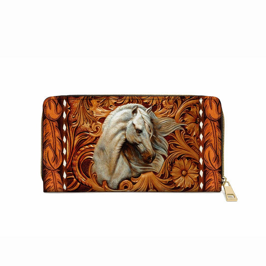  Leather Clutch Purse With Wristlet Strap Handle Majestic Stallion