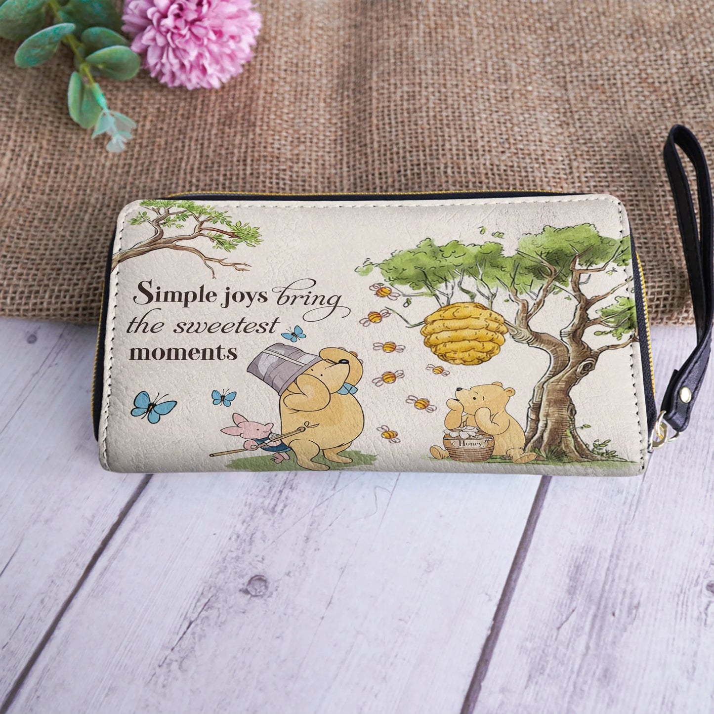  Leather Clutch Purse With Wristlet Strap Handle Sweet Moments